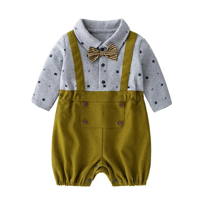 Gentleman Style Baby Boy Long Sleeve Gray Green 6-9 Months