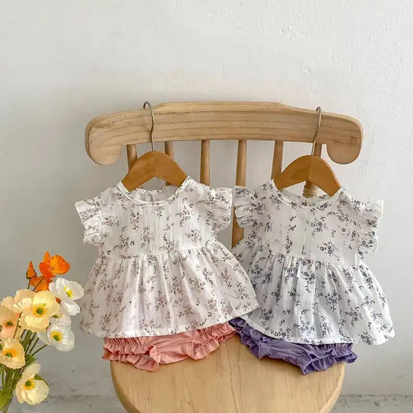 Floral Flying Sleeve with Shorts 3- 9 Months