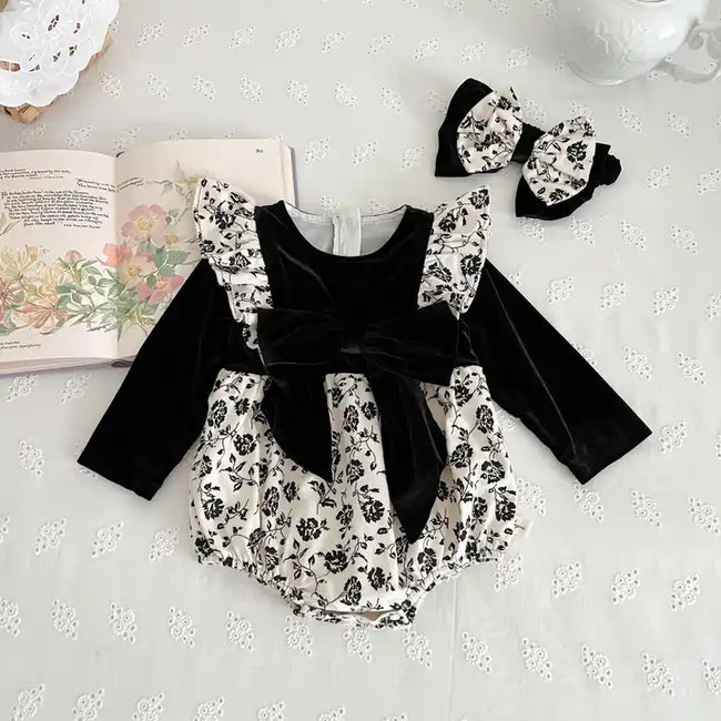 Bowknot Floral Romper Baby Girl Hover Image