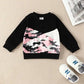 Print Patchwork Long Sleeve Sweater Tops Trousers