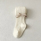 Premium Cable Knit Stockings With One Side Bow  6-12 Months
