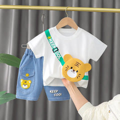 Short Sleeve Baby Boy Tshirt with Denim Trouser 6-9 Months