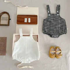 Suspenders Baby Girl Romper Set 0-9 Months