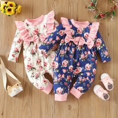 Flower Print Ruffles Romper