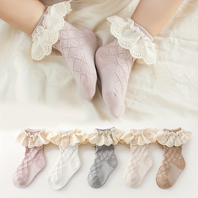 Ruffled Socks with Lace 0-1 Year Hover Image