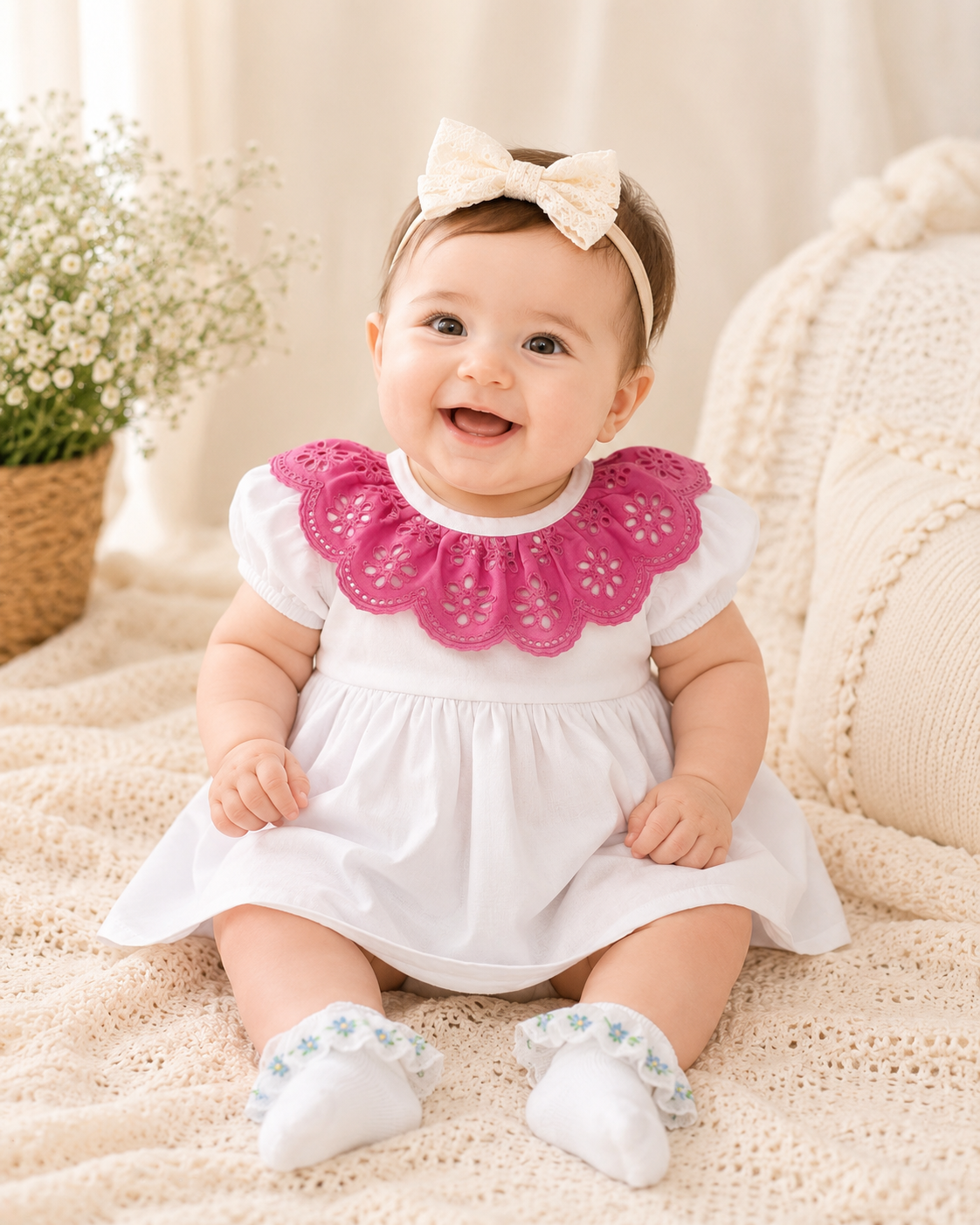 Pink Lace Collar Frock