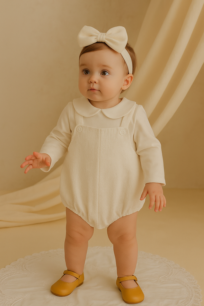 Suspenders Baby Girl Romper Set 0-9 Months Main Image