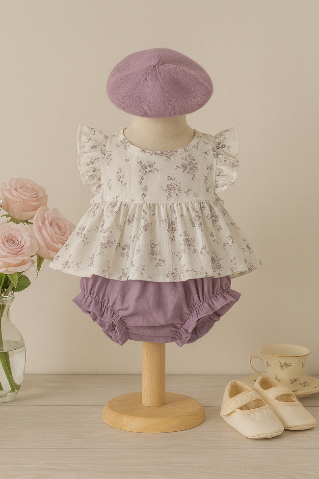 Floral Flying Sleeve with Shorts 3- 9 Months Main Image