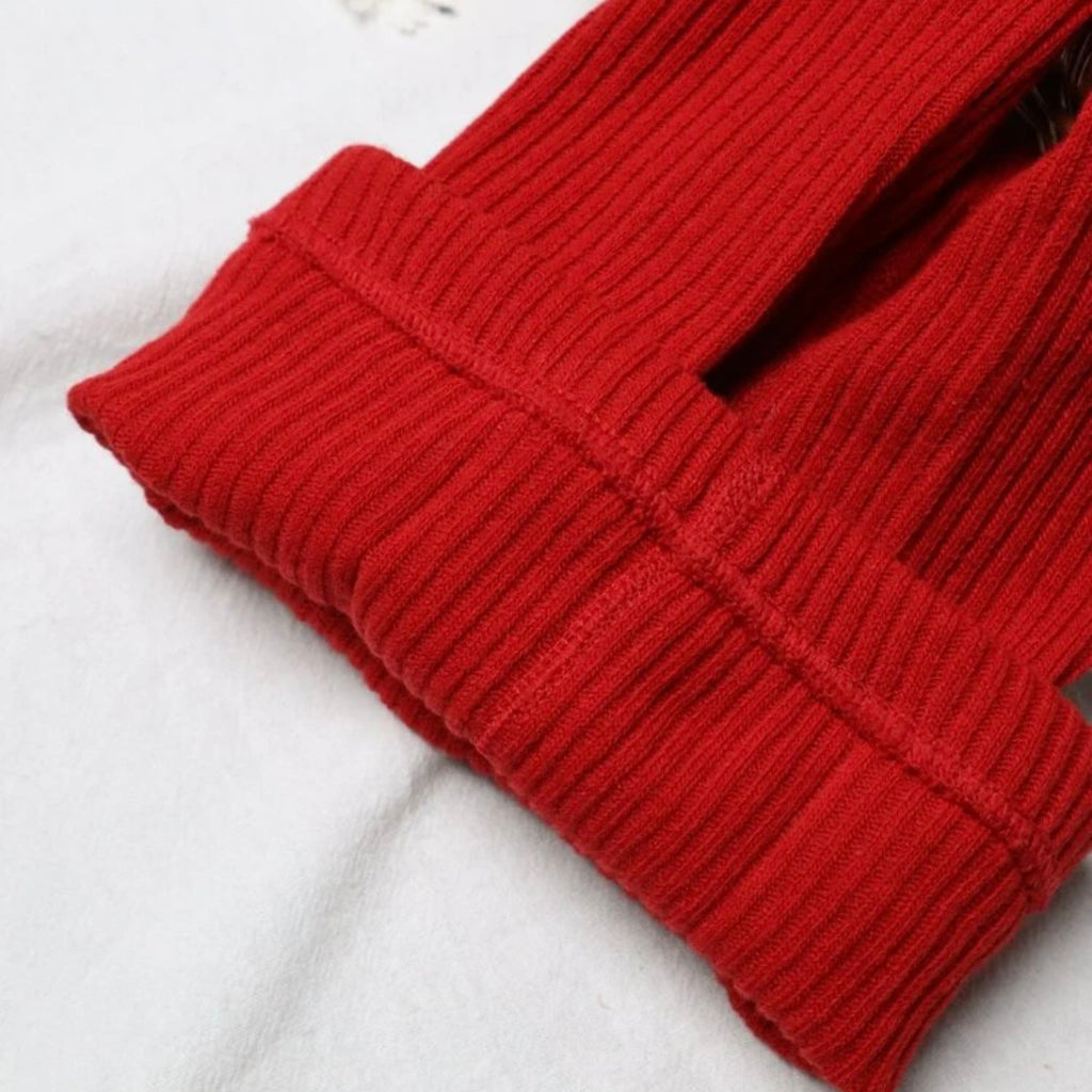 Knot Bow Decor Baby Girl Stockings - Red (6-12M)