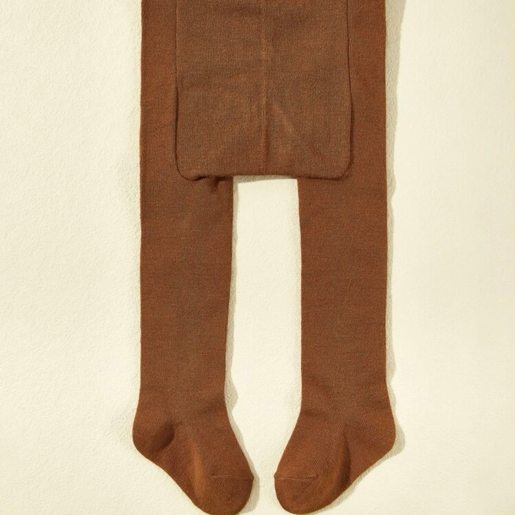 Solid Color Viscose Fabric Baby Girl Stockings - Brown (0-6M)