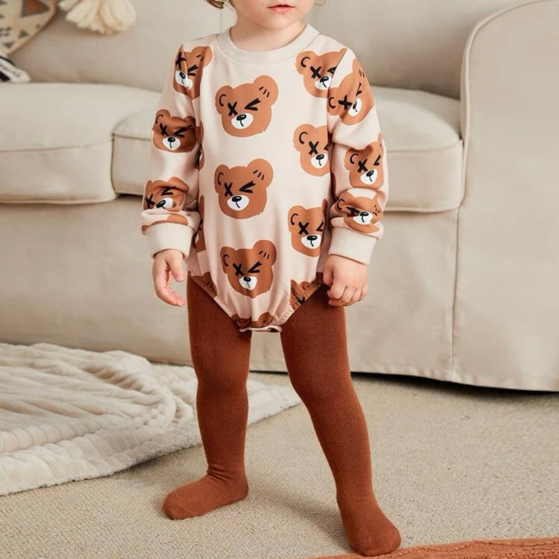 Solid Color Viscose Fabric Baby Girl Stockings - Brown (0-6M)