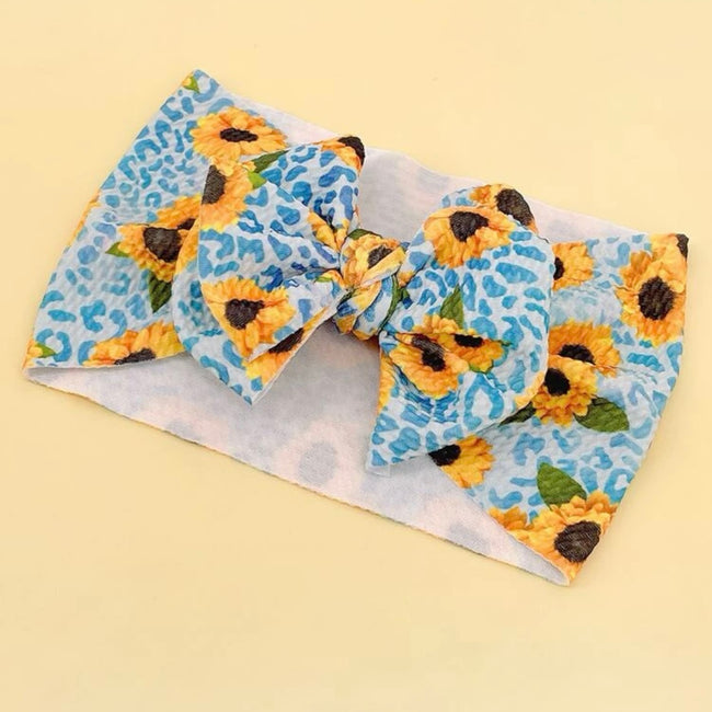 Sunflower Print Baby Headband Hover Image
