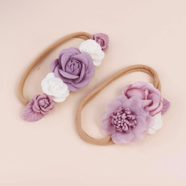 Purplish Flower Decor Baby Headband Hover Image