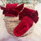 Velvet Bow Decor Baby Socks