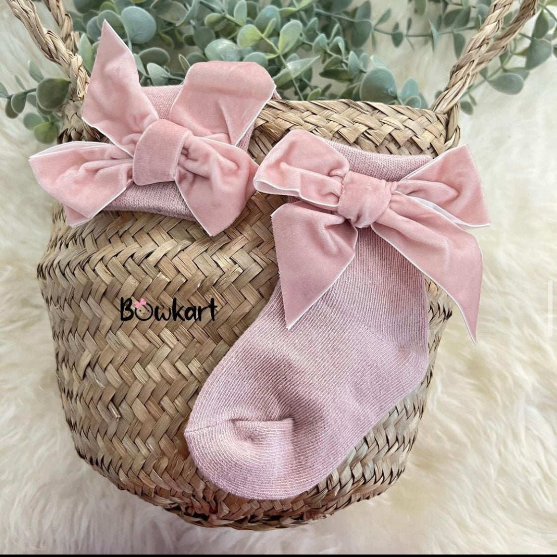 Velvet Bow Decor Baby Socks