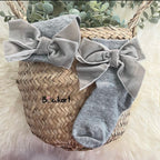 Velvet Bow Decor Baby Socks