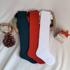 Velvet Bow Decor Free Size Socks 1-6 year