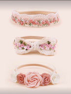 Blush Garden Lace Floral Baby Headband Set