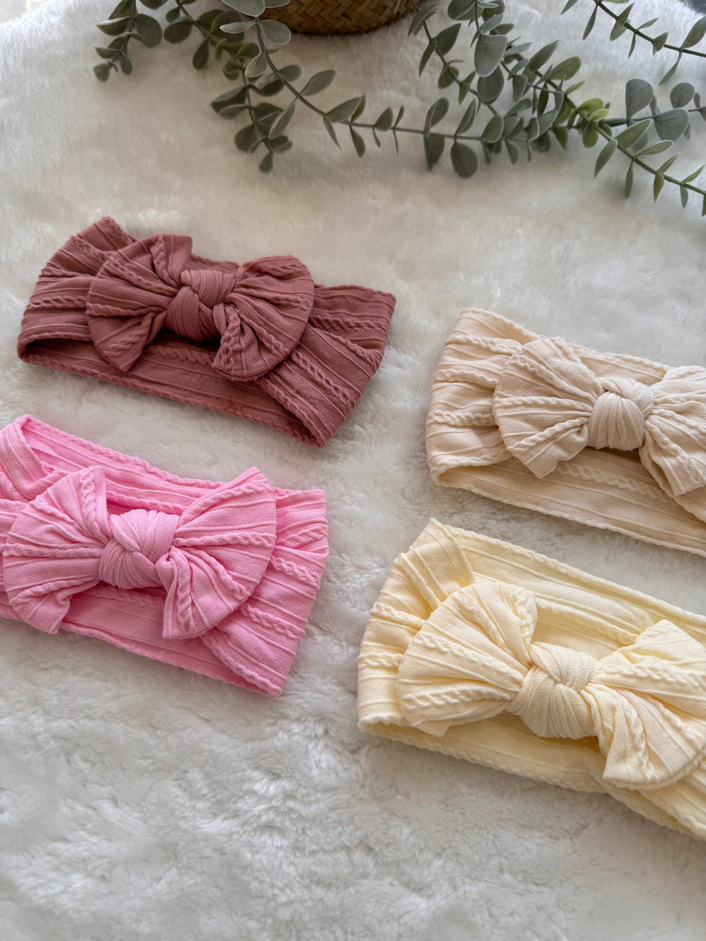 Premium Cable Knit Baby Headband Light Shades