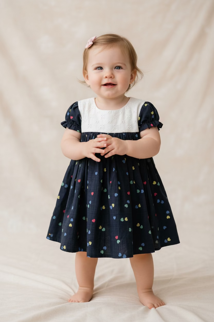 Little Hearts Navy Frock