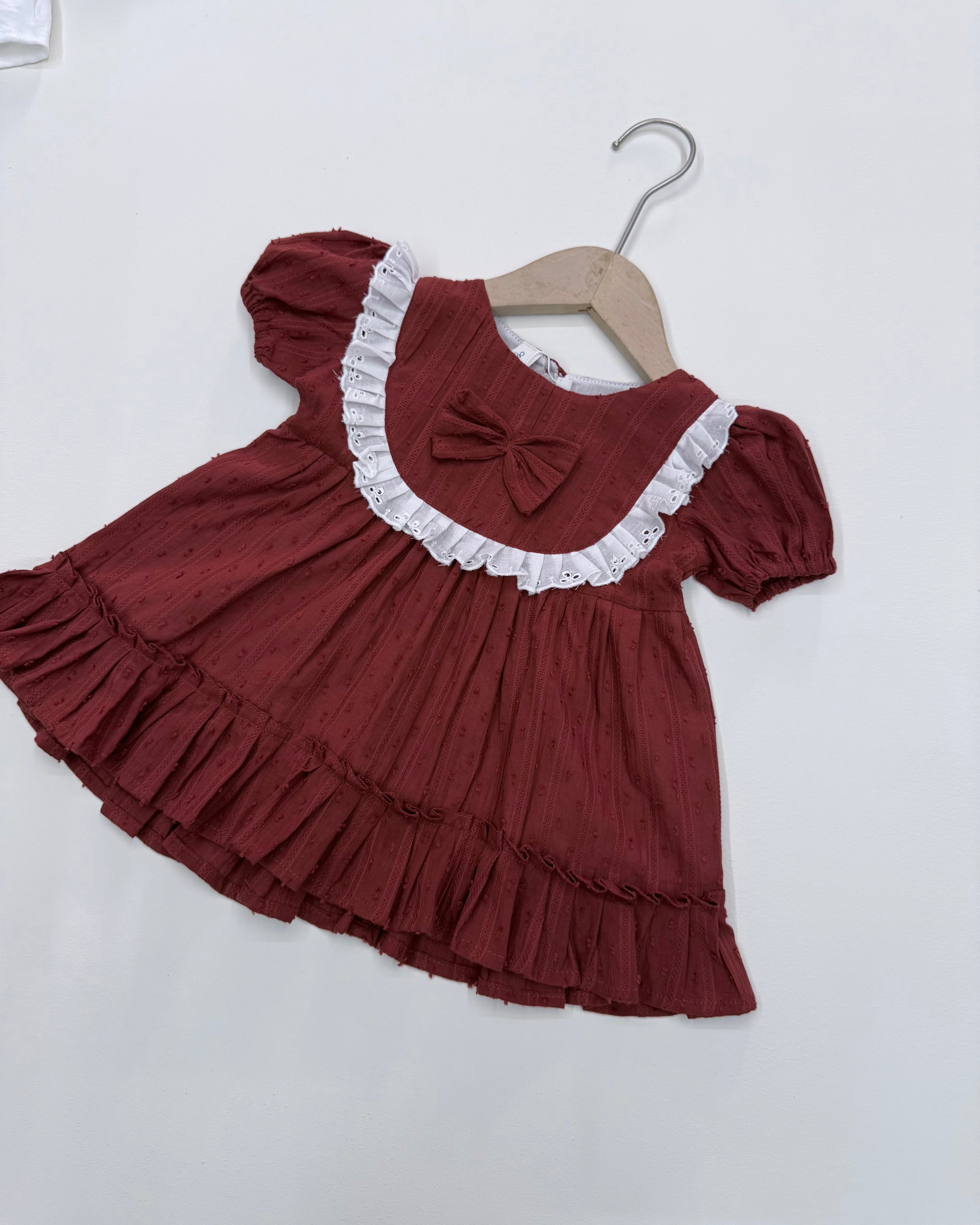 Rust Bow Cotton Frock