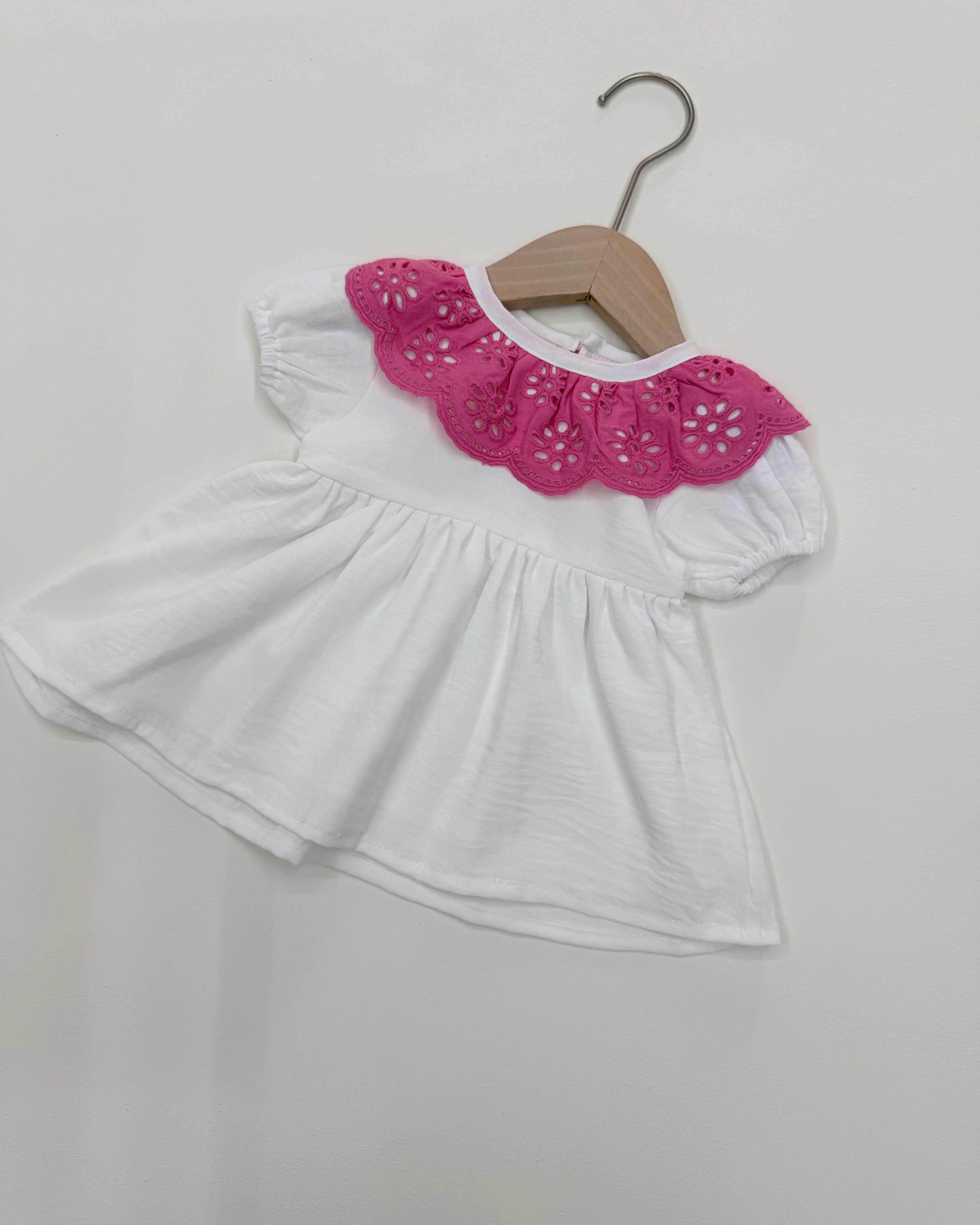 Pink Lace Collar Frock