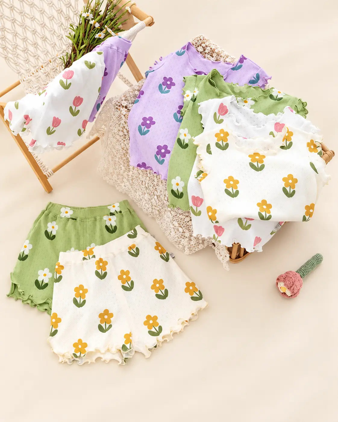 Cute Summer Baby Girl Sleepwear Set
