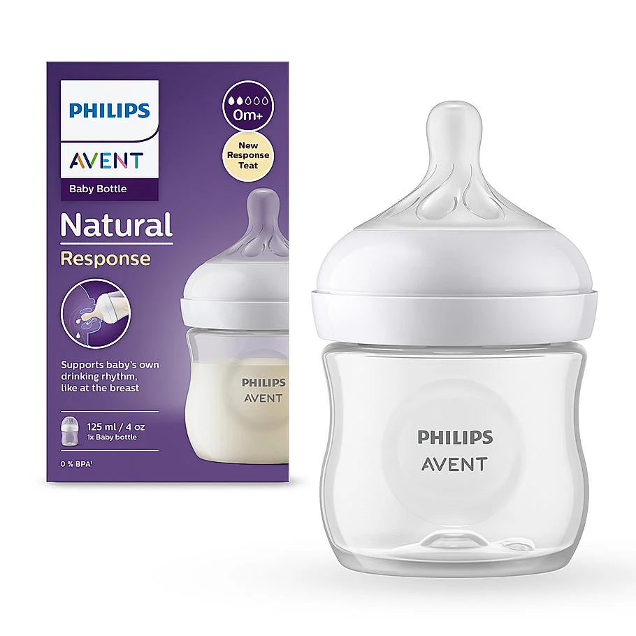 Philips Avent Natural Response Baby Feeding Bottle for Newborn (0M+) – BPA Free, Breast-Like Nipple, 125ml, Pack of 1 (SCY900/01)