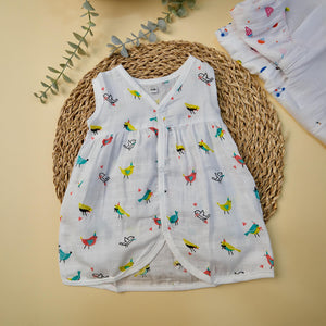 Sleeveless Frock with button - Bowkart