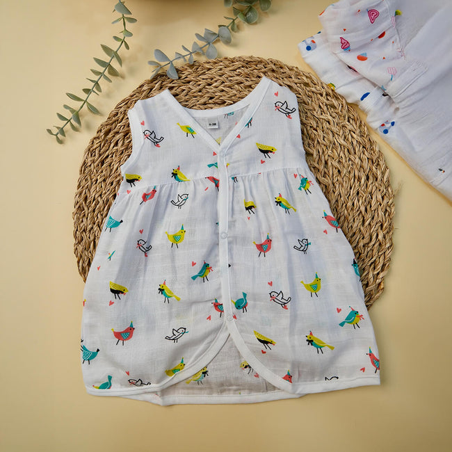 Sleeveless Frock with button - Bowkart Hover Image