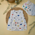 Sleeveless Frock with button - Bowkart