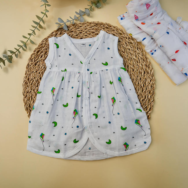 Sleeveless Frock with button Assorted 1 Pcs Main Image