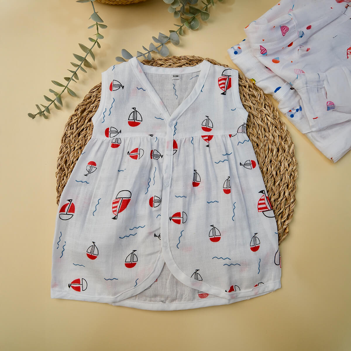 Sleeveless Frock with button - Bowkart