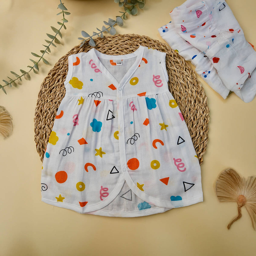 Sleeveless Frock with button - Bowkart