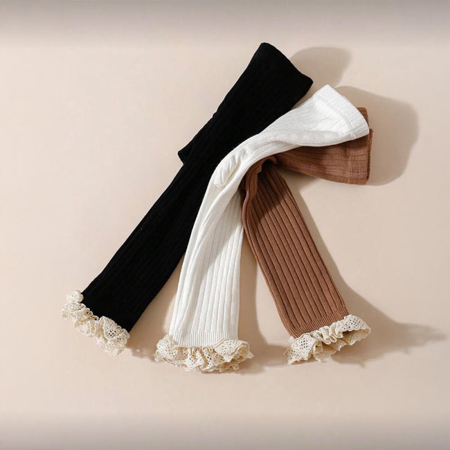 Solid Tights with Bottom Lace - Bowkart Hover Image