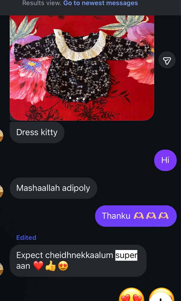 Customer message screenshot