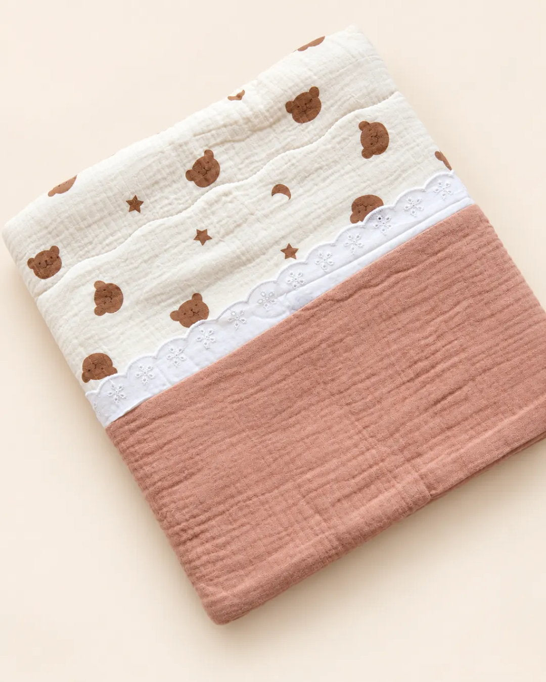 Decorative baby blanket with assorted prints and scalloped trim