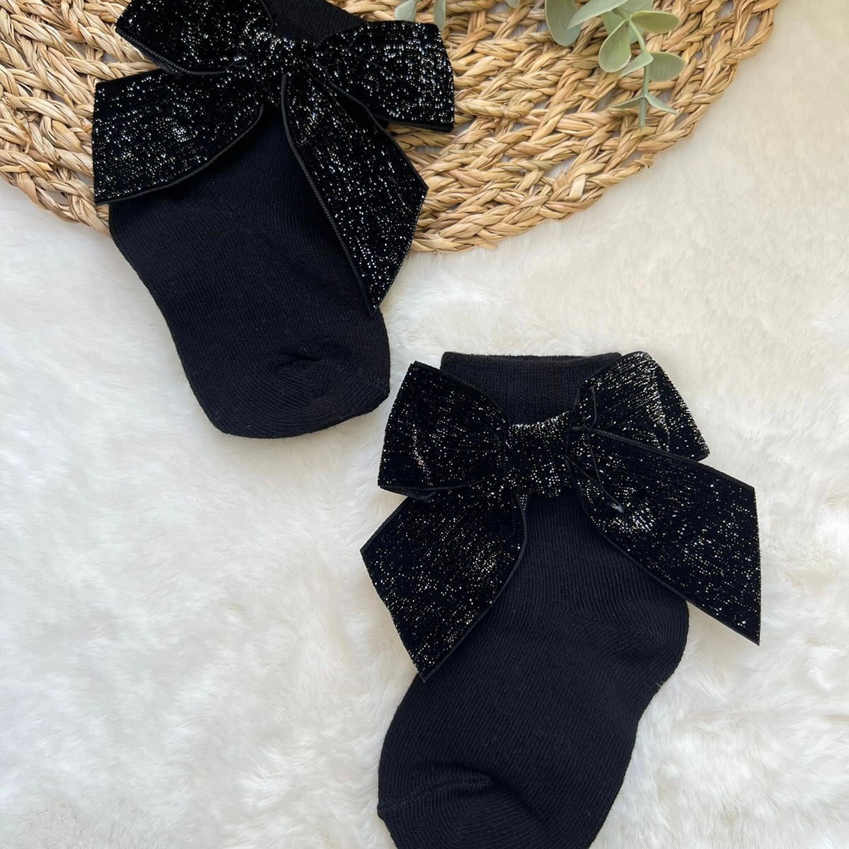 Glitter Bow Decor Baby Socks