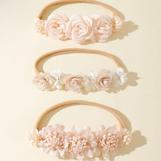 Premium Flower Decor Party Headband Beige Shade Hover Image