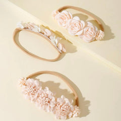 Premium Flower Decor Party Headband Beige Shade