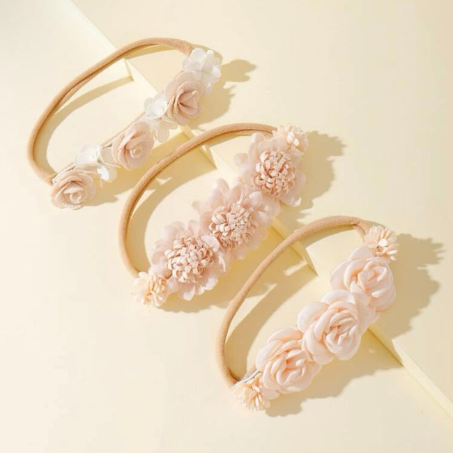 Premium Flower Decor Party Headband Beige Shade Main Image