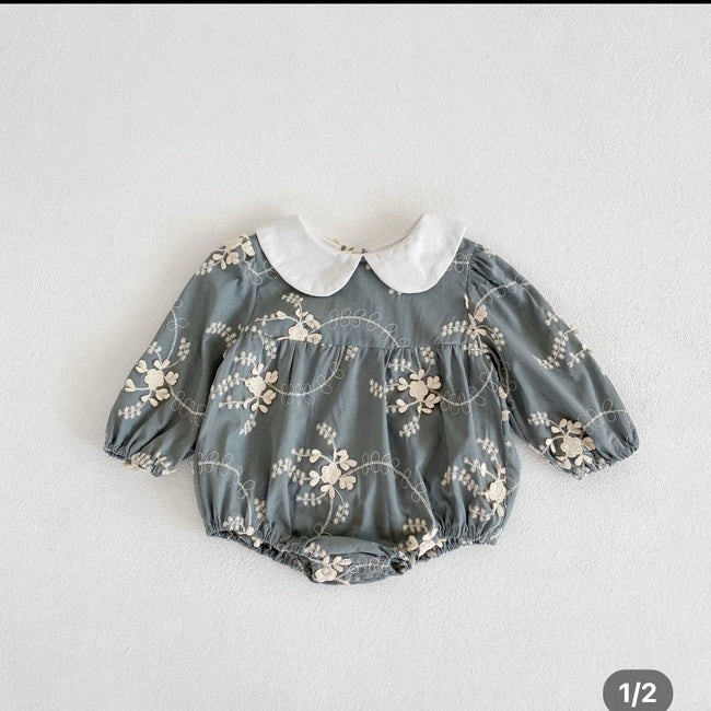 Vintage Embroidered Baby Girl Romper Hover Image